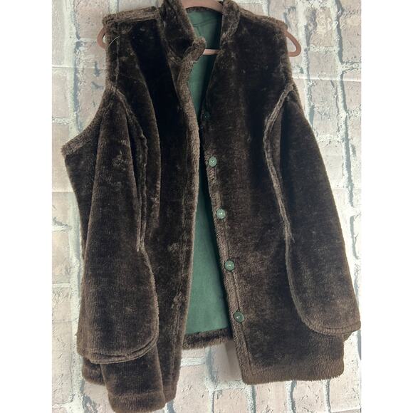 Style & Co Hunter Green suede look fur lined vest with hidden Snap buttons/ Size - Picture 10 of 12
